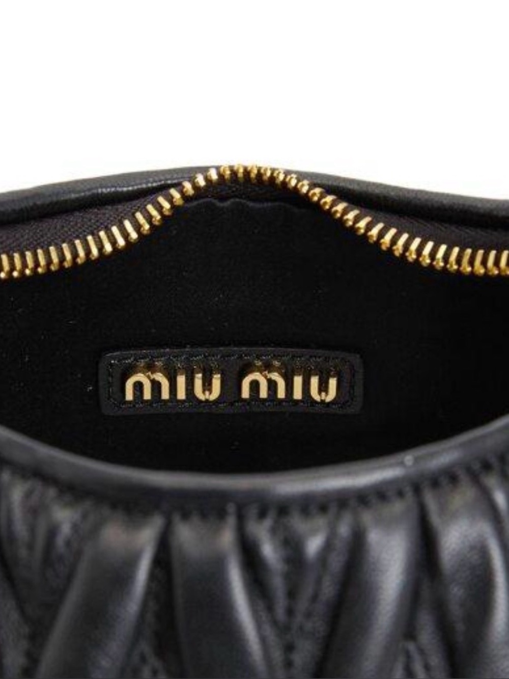 Miu Miu Black Matelassé Top-Handle Mini Bag with Gold Logo - Picture 6 of 7